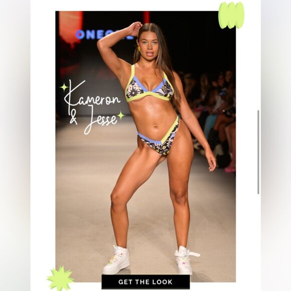 NWT OneOne Swimwear SET Bikini Blue Neon Yellow White Black Jesse Kameron New - Picture 13 of 13